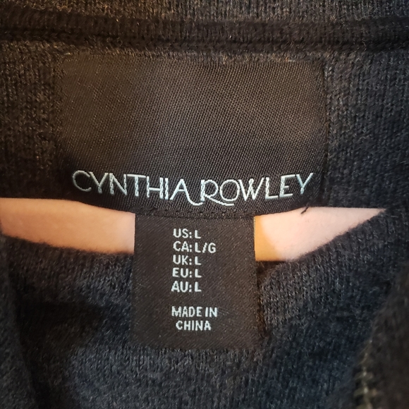 Cynthia Rowley Black and Grey Sweater Dress Cowl Neck with Zipper Size Large - Picture 5 of 9
